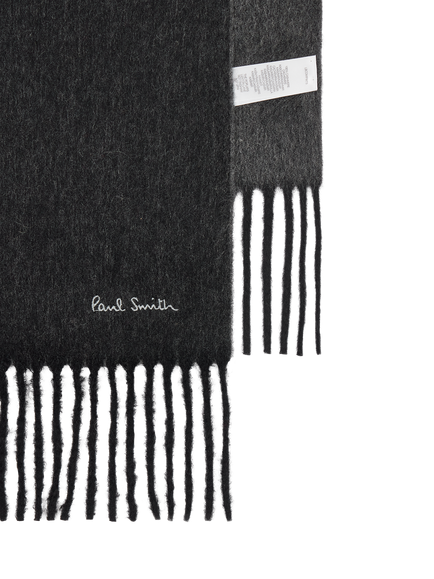 Paul Smith Pure Cashmere Edge Stripe Scarf, Grey Charcoal - view 2, Grey Charcoal