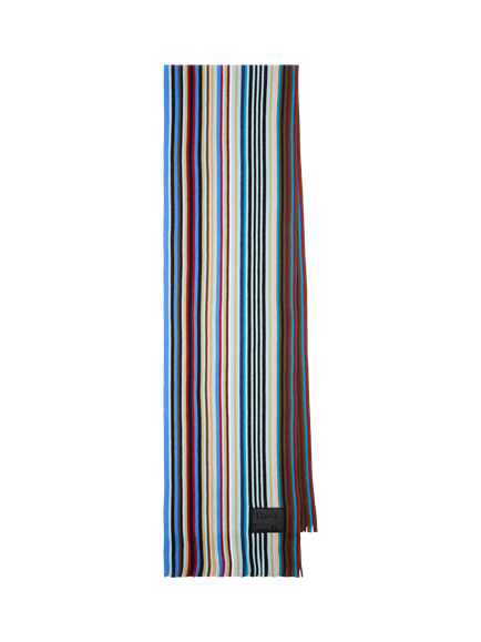 Paul Smith Wool Iver Stripe Scarf, Blue Multi Blue, Blue Multi Blue