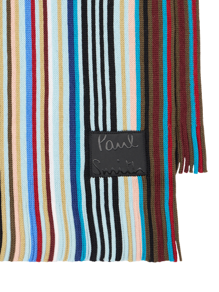 Paul Smith Wool Iver Stripe Scarf, Blue Multi Blue - view 2, Blue Multi Blue