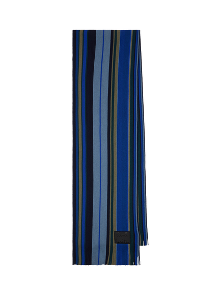 Paul Smith Wool Twisted Stripe Scarf, Blue Mid, Blue Mid