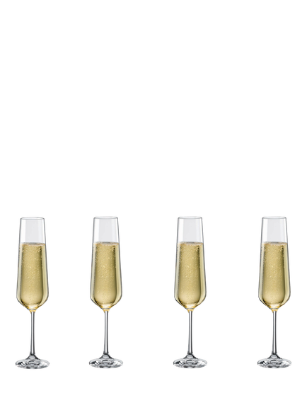 Dartington Crystal Simplicity Champagne Glass Flute, Set of 4, 200ml, Clear, Clear