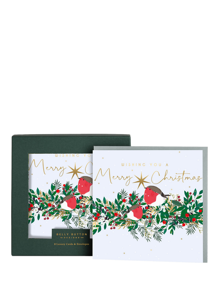 Belly Button Designs Robins Christmas Cards, Pack of 8, Multi