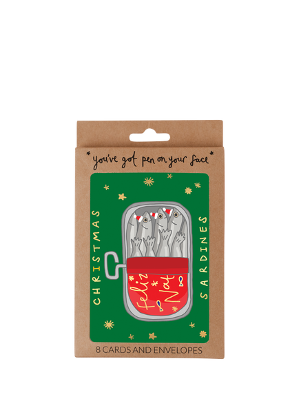 You’ve Got Pen On Your Face Sardines Christmas Cards, Pack of 8, Multi