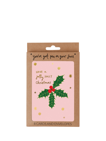 You’ve Got Pen On Your Face Jolly Holly Christmas Cards, Pack of 8, Multi