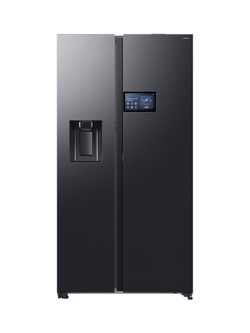 Samsung OUTLET Series 9 RS90F64EEFEU Freestanding 65/35 Smart American Fridge Freezer with AI Home, Like New, Black, Black