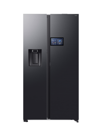 Samsung OUTLET Series 9 RS90F64EEFEU Freestanding 65/35 Smart American Fridge Freezer with AI Home, Like New, Black, Black