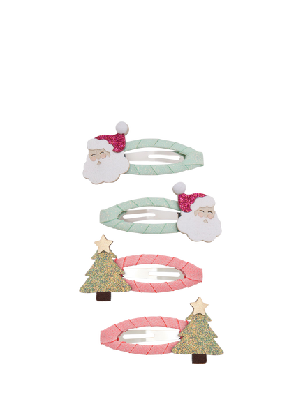 Mimi & Lula Kids' Christmas Santa and Tree Hair Clips, Pack of 4, Multi, Multi
