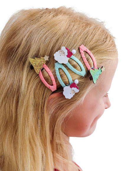 Mimi & Lula Kids' Christmas Santa and Tree Hair Clips, Pack of 4, Multi - view 2, Multi