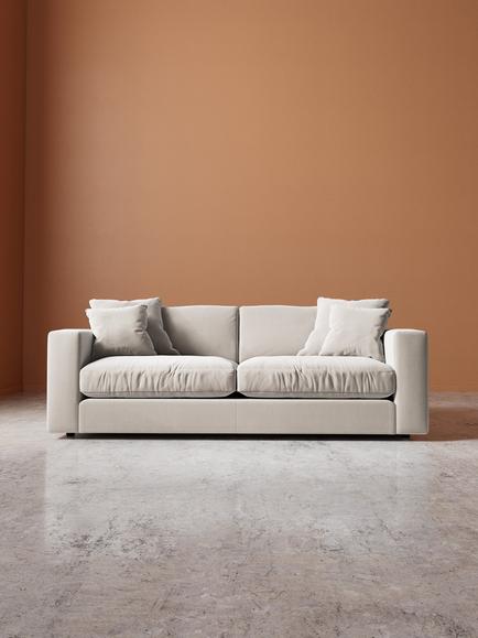 Swoon Althaea Large 3 Seater Sofa - view 2, Crushed Velvet Ecru