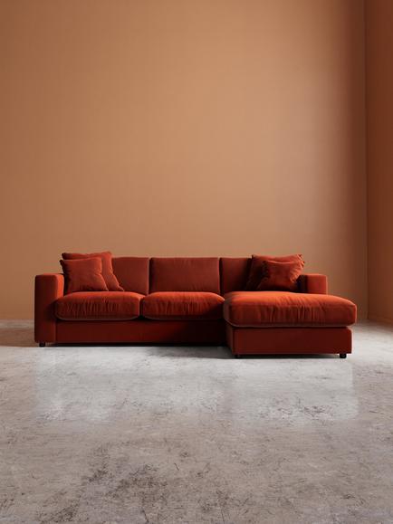 Swoon Althaea Large 3 Seater RHF Corner End Sofa - view 2, Crushed Velvet Harissa