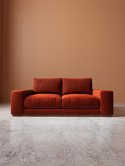 Swoon Denver Medium 2 Seater Sofa - view 2, Crushed Velvet Harissa