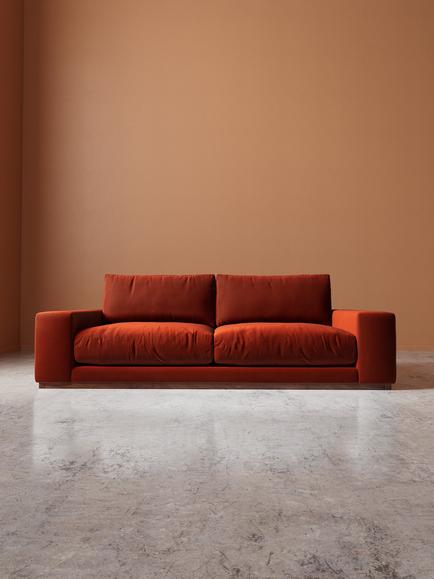 Swoon Denver Large 3 Seater Sofa - view 2, Crushed Velvet Harissa