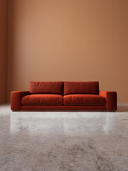 Swoon Denver Grand 4 Seater Sofa - view 2, Crushed Velvet Harissa
