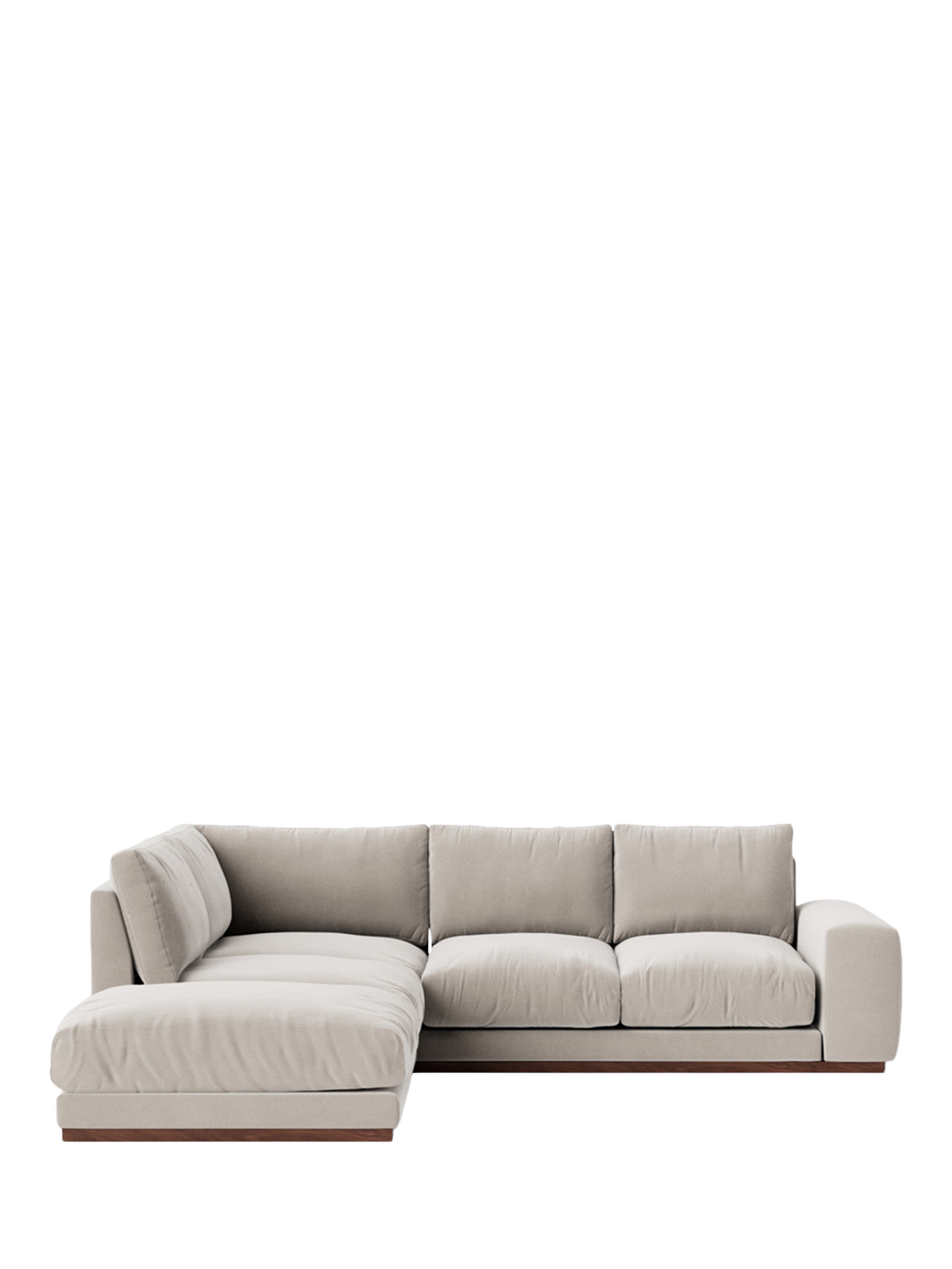 Denver Range, Swoon Denver Large 4 Seater LHF Corner End Sofa, Crushed Velvet Ecru
