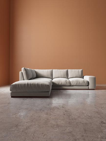 Swoon Denver Large 4 Seater LHF Corner End Sofa - view 2, Crushed Velvet Ecru