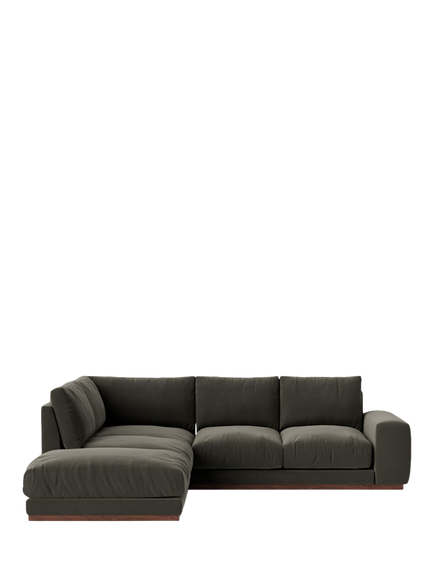Swoon Denver Large 4 Seater LHF Corner End Sofa, Crushed Velvet Spruce