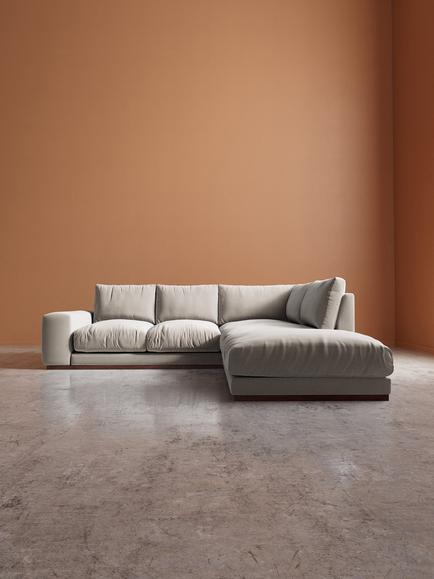Swoon Denver Large 4 Seater RHF Corner End Sofa - view 2, Crushed Velvet Ecru