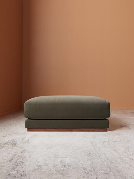 Swoon Denver Ottoman - view 2, Crushed Velvet Spruce