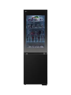 LG OUTLET GBG5160CEV InstaView™ Freestanding 60/40 Fridge Freezer, Like New, Black Steel, Black Steel