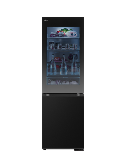 LG OUTLET GBG5160CEV InstaView™ Freestanding 60/40 Fridge Freezer, Like New, Black Steel, Black Steel