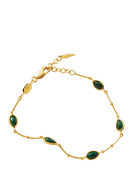Missoma Molten Malachite Chain Bracelet, Gold/Green - view 2, Gold/Green