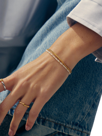 Missoma Beaded Pearl Bracelet, Gold - view 2, Gold