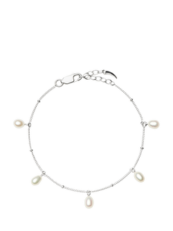 Missoma Pearl Charm Chain Bracelet, Silver, Silver