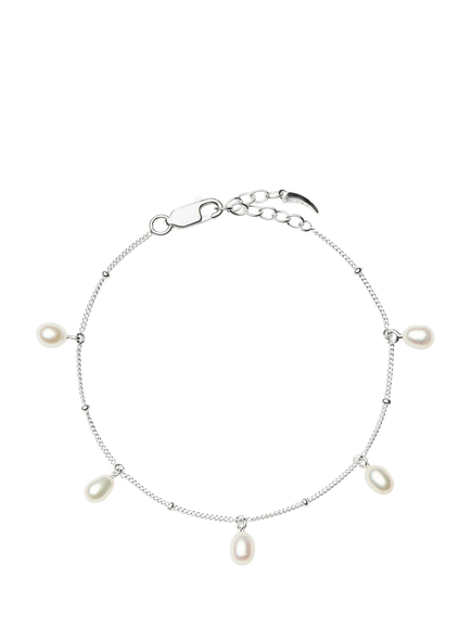 Missoma Pearl Charm Chain Bracelet, Silver, Silver
