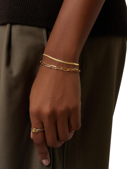 Missoma Slim Snake Chain Bracelet, Gold, M - view 2, Gold