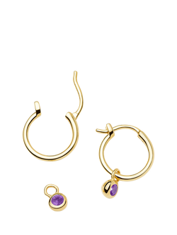 Missoma Birthstone Mini Hoop Earrings - view 2, Gold/February Amethyst