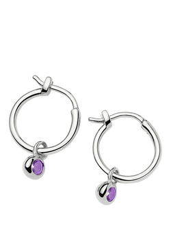 Missoma Birthstone Mini Hoop Earrings, Silver/February Amethyst