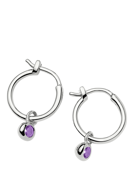 Missoma Birthstone Mini Hoop Earrings, Silver/February Amethyst