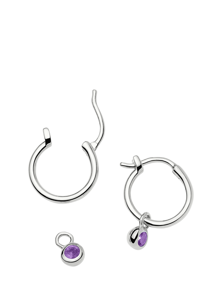 Missoma Birthstone Mini Hoop Earrings - view 2, Silver/February Amethyst