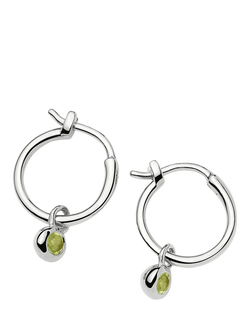 Missoma Birthstone Mini Hoop Earrings, Silver/August Peridot