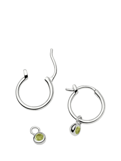 Missoma Birthstone Mini Hoop Earrings - view 2, Silver/August Peridot