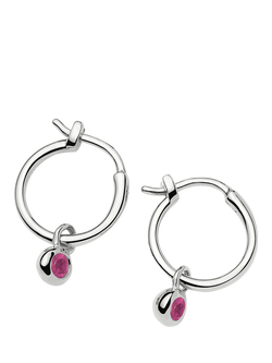 Missoma Birthstone Mini Hoop Earrings, Silver/Juy Ruby