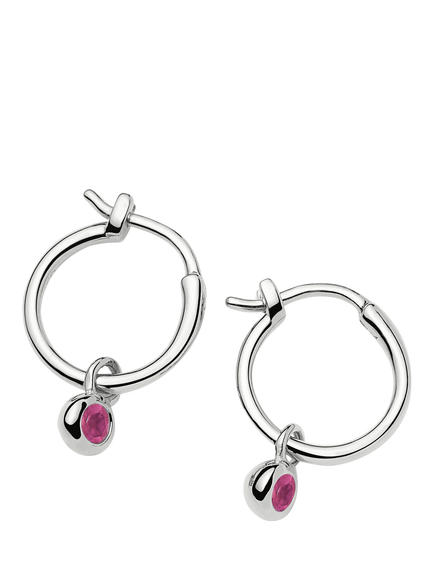 Missoma Birthstone Mini Hoop Earrings, Silver/Juy Ruby