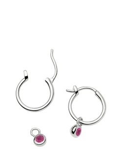 Missoma Birthstone Mini Hoop Earrings - view 2, Silver/Juy Ruby