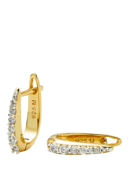 Missoma Hinged Crystal Huggie Earrings, Gold, Gold