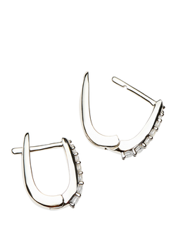 Missoma Hinged Crystal Huggie Earrings, Gold - view 2, Silver