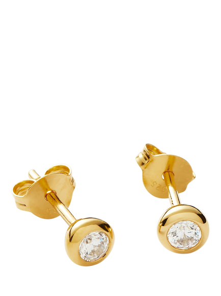 Missoma Round Cubic Zirconia Stud Earrings - view 2, Gold