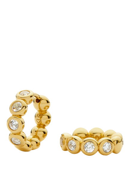 Missoma Beaded Crystal Small Hoop Earrings, Gold/Clear