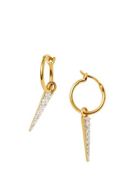 Missoma Crystal Spike Drop Charm Hoop Earrings, Gold