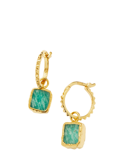 Missoma Mini Charm Hoop Earrings, Gold/Green