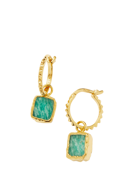 Missoma Mini Charm Hoop Earrings, Gold/Green
