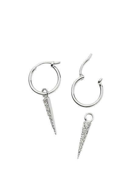 Missoma Crystal Spike Drop Charm Hoop Earrings, Silver