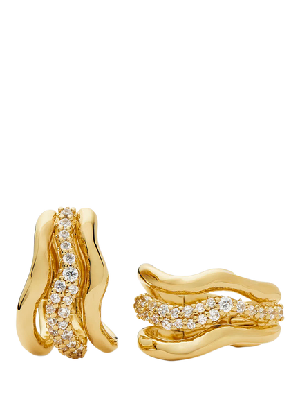 Missoma Molten Snow Triple Small Hoop Earrings, Gold, Gold