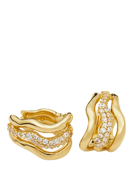 Missoma Molten Snow Triple Small Hoop Earrings, Gold - view 2, Gold