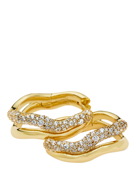 Missoma Molten Snow Double Medium Hoop Earrings, Gold - view 2, Gold