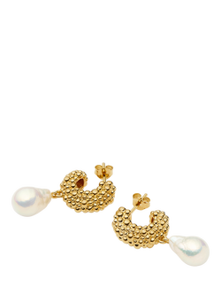 Missoma Baya Pearl Drop Hoop Earrings - view 2, Gold